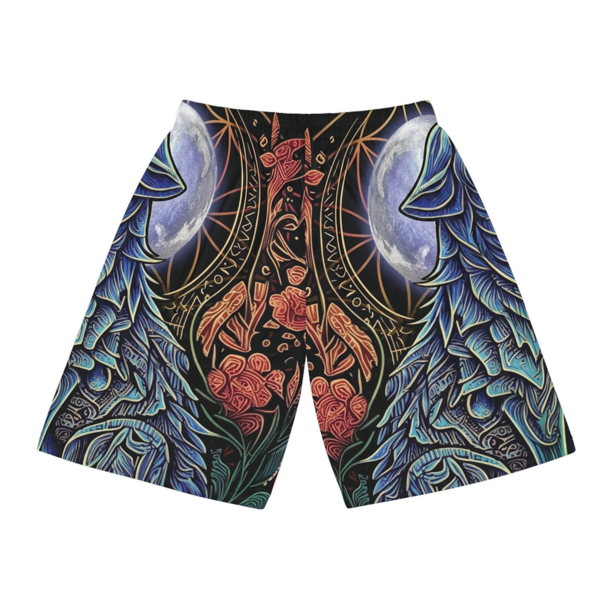 Mystic Moon Wings Basketball Shorts — All - Over PrintEmber Spirit Apparel