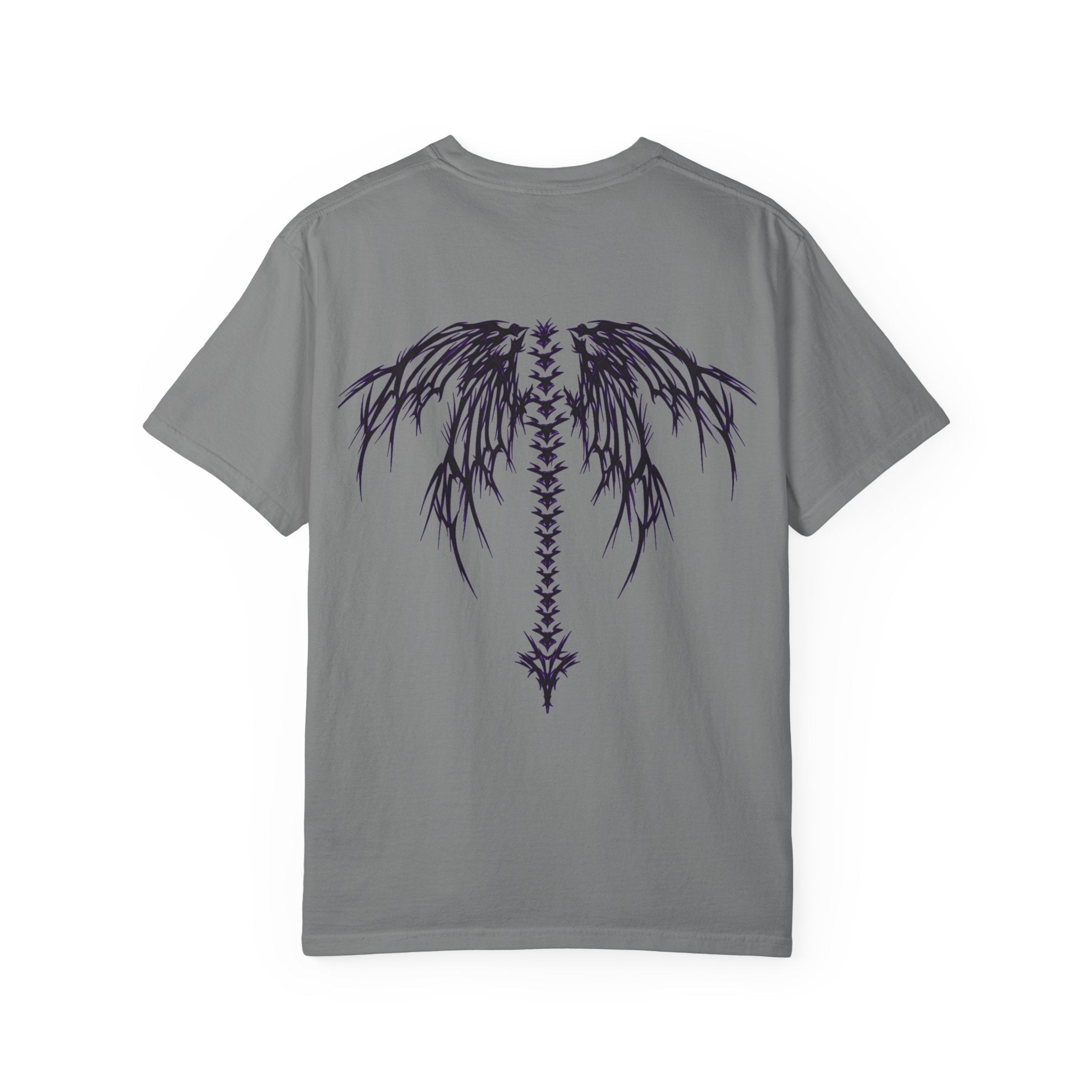 Unisex garment-dyed Dragon Purple Wings graphic t-shirt in relaxed fit
