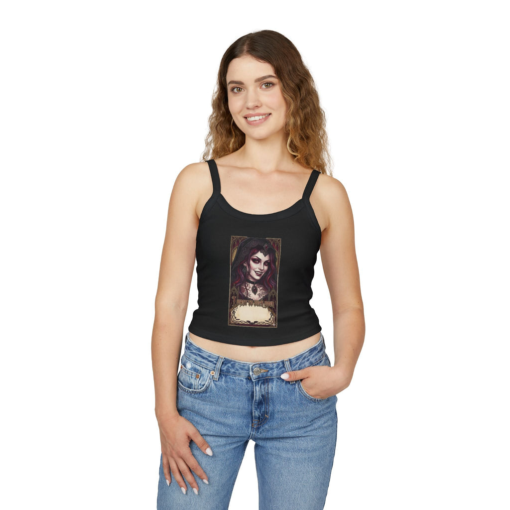 Vampire Gothic Crop Tank — Vintage Vampire Portrait Women's Spaghetti Strap TankEmber Spirit Apparel