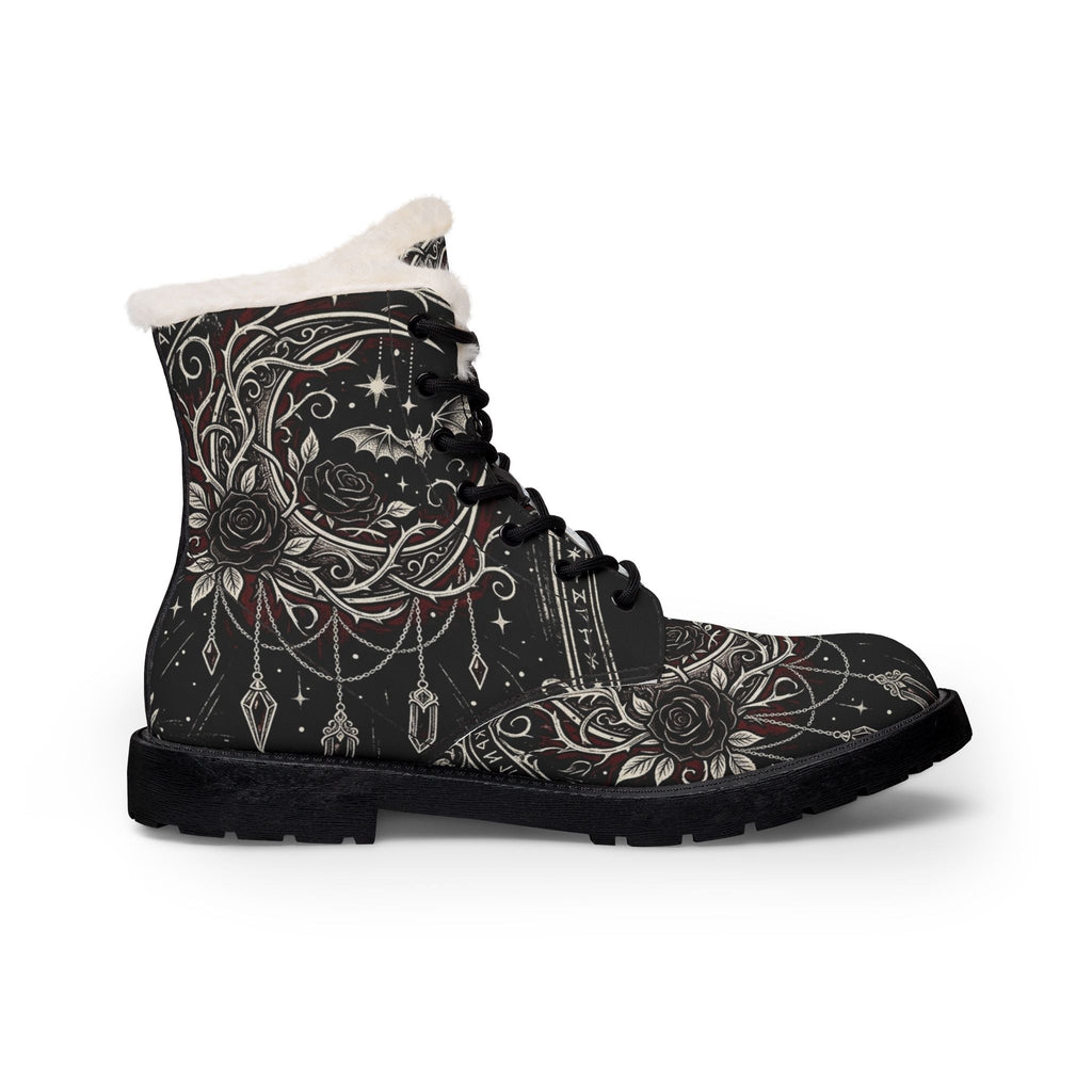 Womens Fur - Lined Leather Boots — Gothic Crescent & Crystal Night DesignEmber Spirit Apparel