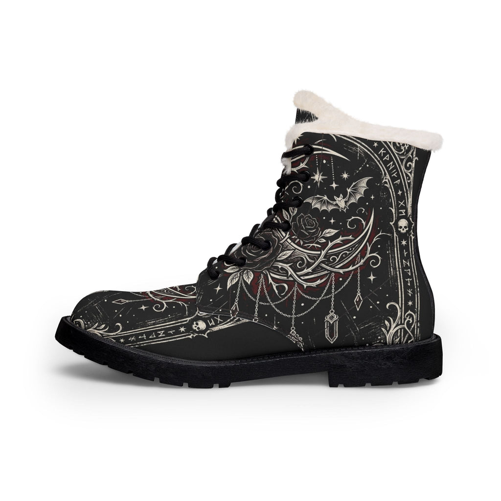 Womens Fur - Lined Leather Boots — Gothic Crescent & Crystal Night DesignEmber Spirit Apparel
