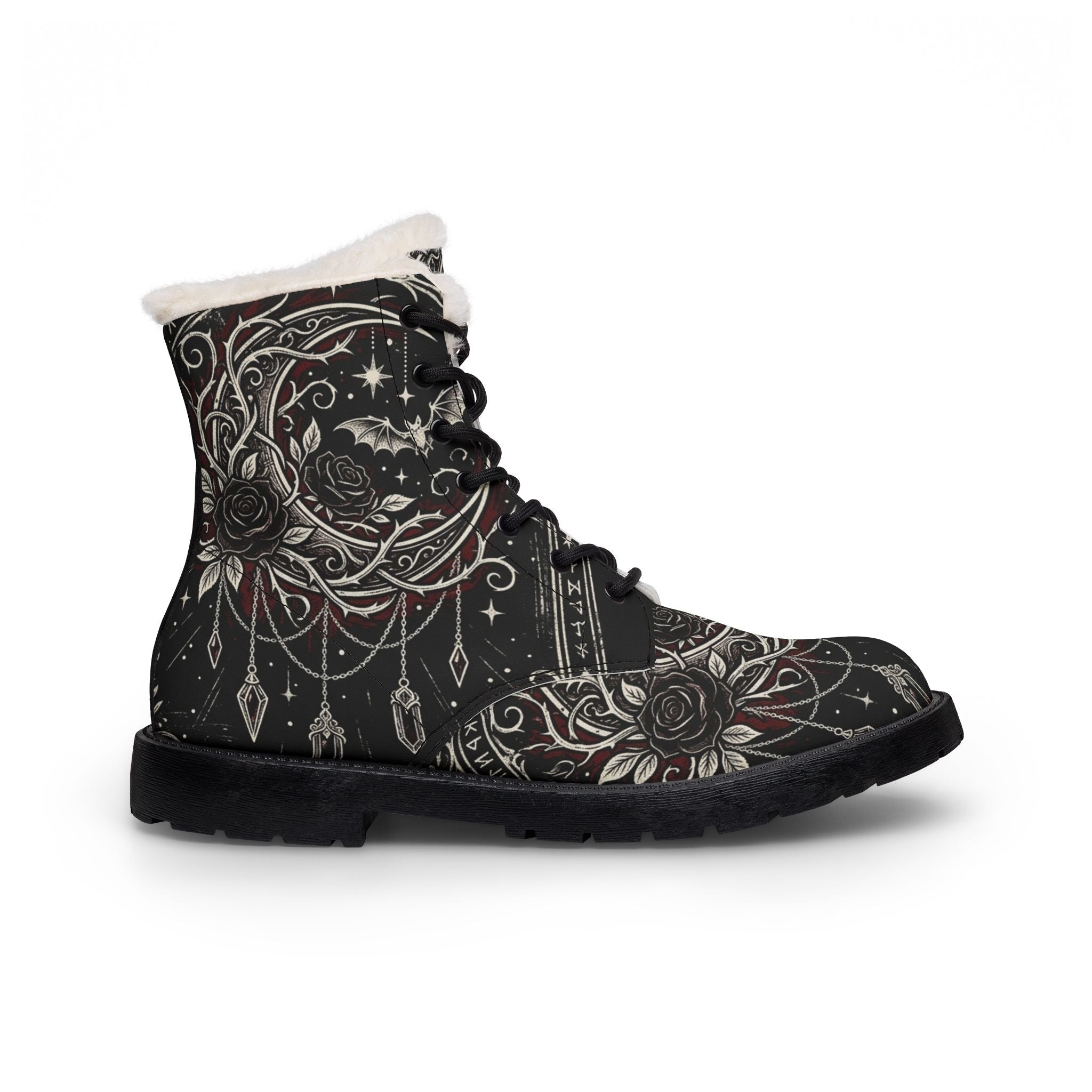 Womens Fur - Lined Leather Boots — Gothic Crescent & Crystal Night DesignEmber Spirit Apparel