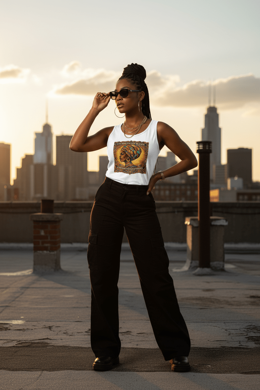 African Queen Tank Top – Vibrant Cultural Heritage Inspirational Graphic Sleeveless TeeEmber Spirit Apparel