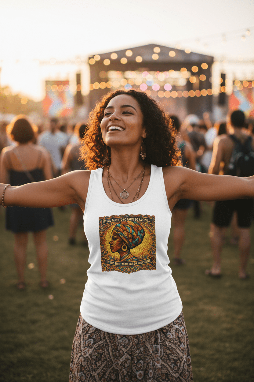 African Queen Tank Top – Vibrant Cultural Heritage Inspirational Graphic Sleeveless TeeEmber Spirit Apparel