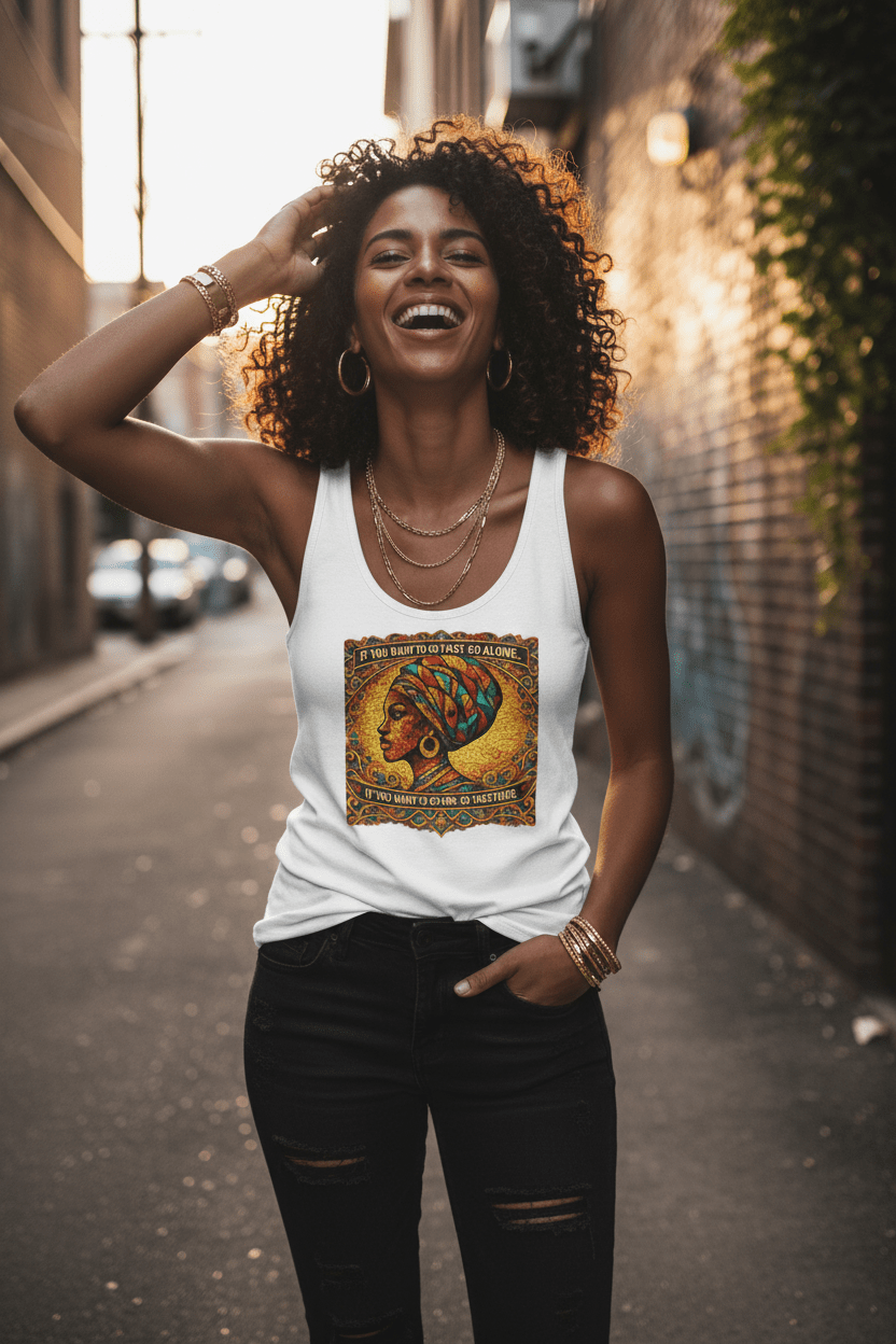 African Queen Tank Top – Vibrant Cultural Heritage Inspirational Graphic Sleeveless TeeEmber Spirit Apparel
