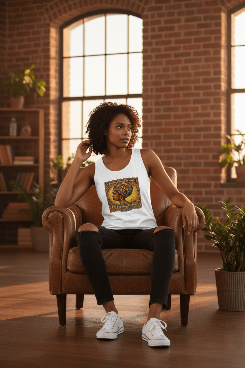 African Queen Tank Top – Vibrant Cultural Heritage Inspirational Graphic Sleeveless TeeEmber Spirit Apparel
