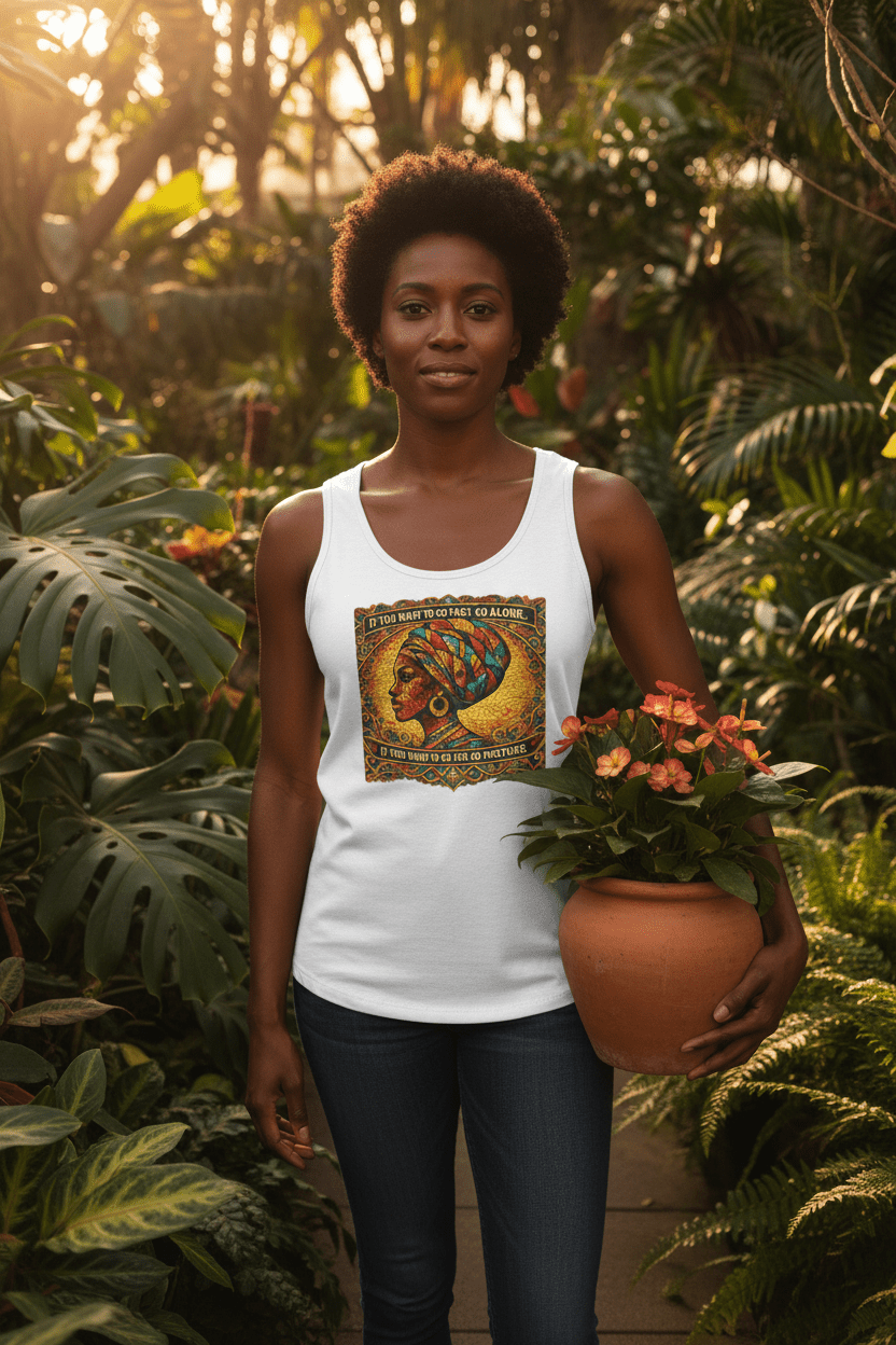 African Queen Tank Top – Vibrant Cultural Heritage Inspirational Graphic Sleeveless TeeEmber Spirit Apparel