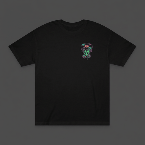 Alien Vinyl Tee — Retro Dripping Record Alien Graphic T-ShirtEmber Spirit Apparel