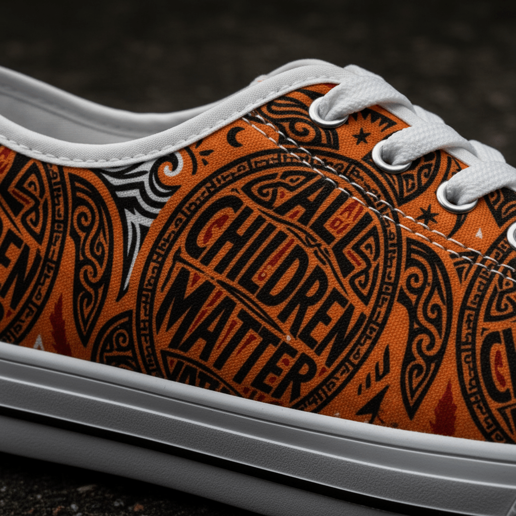 All Children Matter Women's Low Top Sneakers — Remember Residential School SurvivorsEmber Spirit Apparel