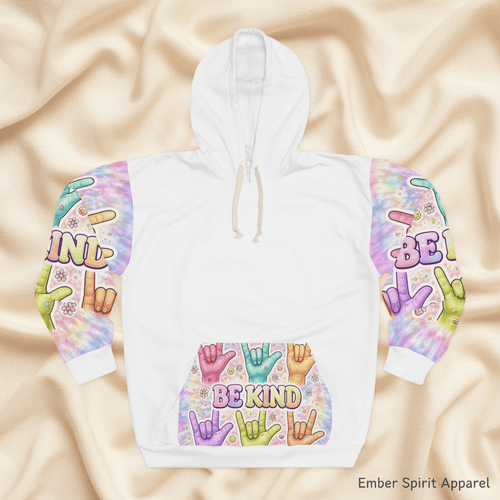 ASL "I Love You" So Be Kind Hoodie – Deaf Culture Awareness All - Over Print Unisex SweatshirtEmber Spirit Apparel