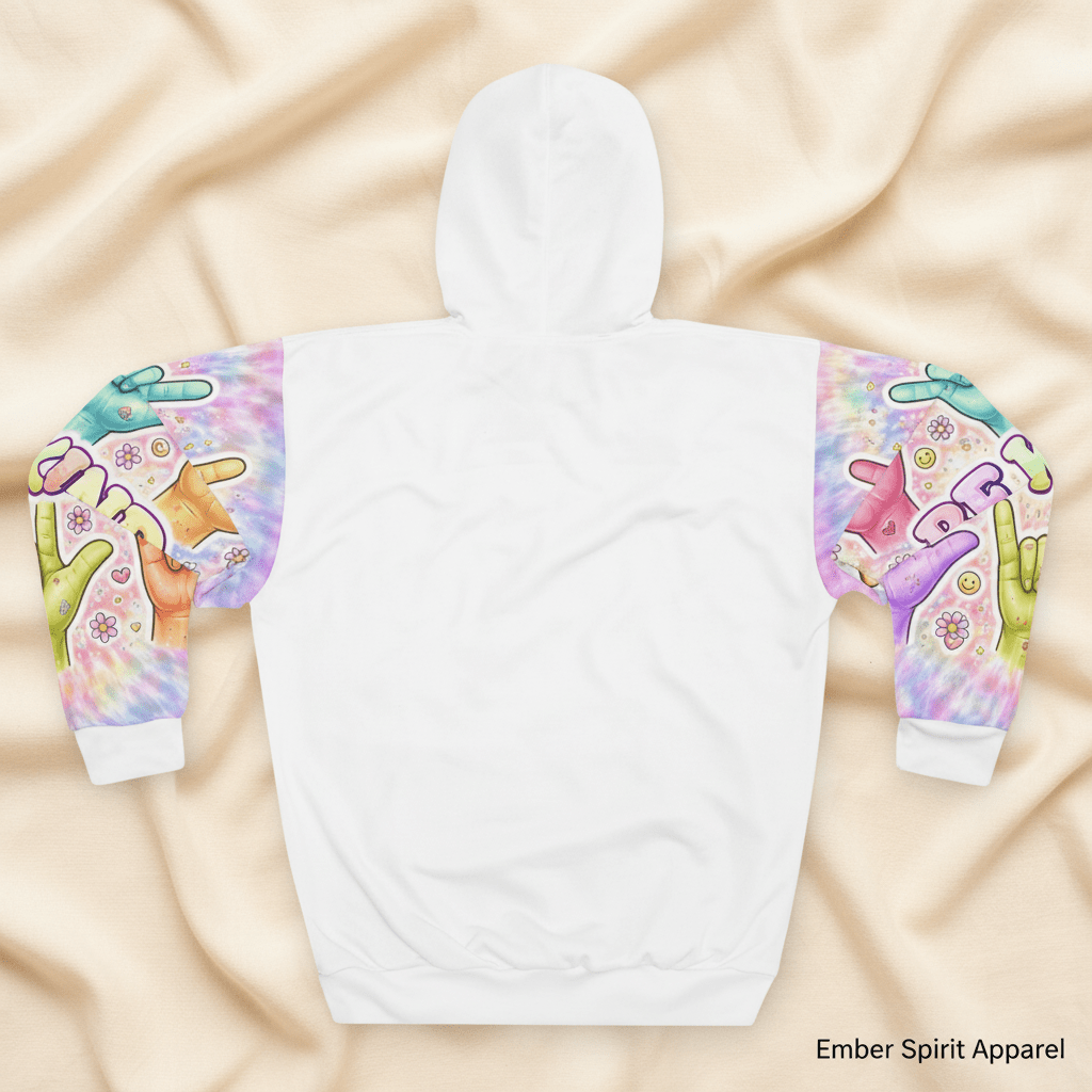 ASL "I Love You" So Be Kind Hoodie – Deaf Culture Awareness All - Over Print Unisex SweatshirtEmber Spirit Apparel