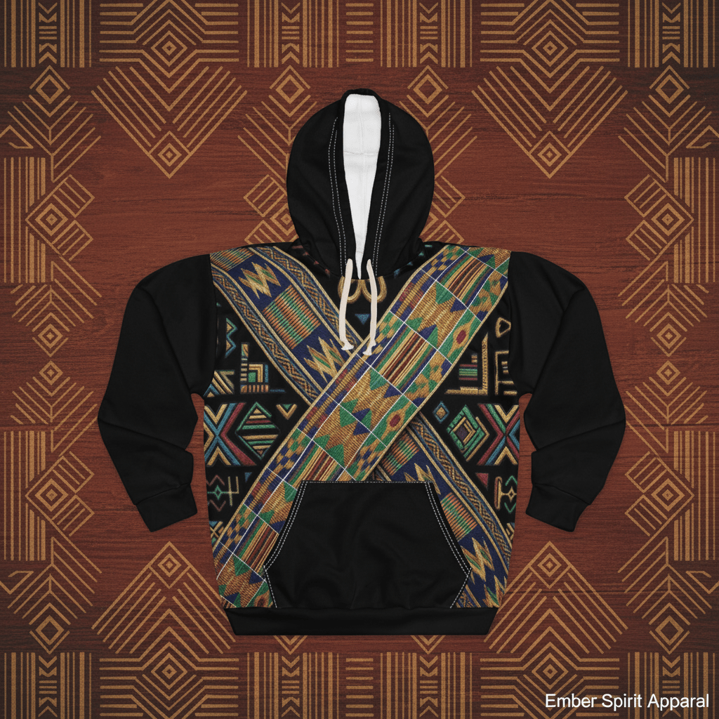 Back To The Roots Graphic Hoodie — Bold Afro - Futurist All - Over PrintEmber Spirit Apparel