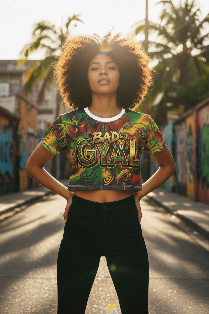 Bad Gyal Jamician - Crop Tee (AOP)Ember Spirit Apparel