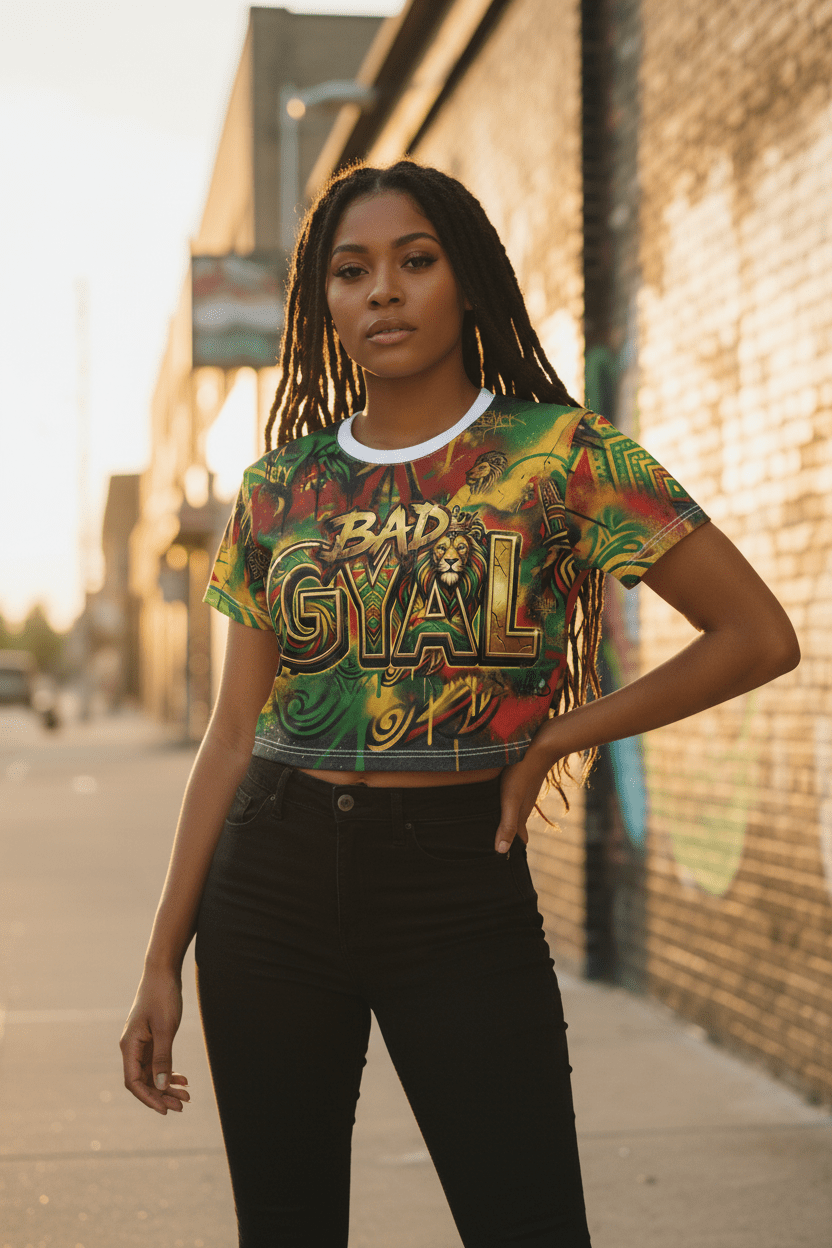 Bad Gyal Jamician - Crop Tee (AOP)Ember Spirit Apparel