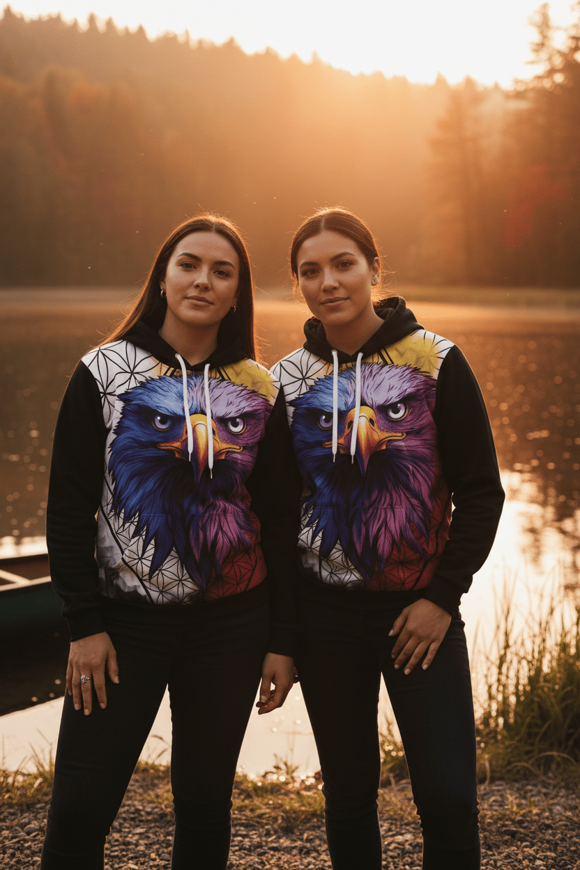 Bald Eagle Medicine Wheel Hoodie — Patriotic Men's PulloverEmber Spirit Apparel