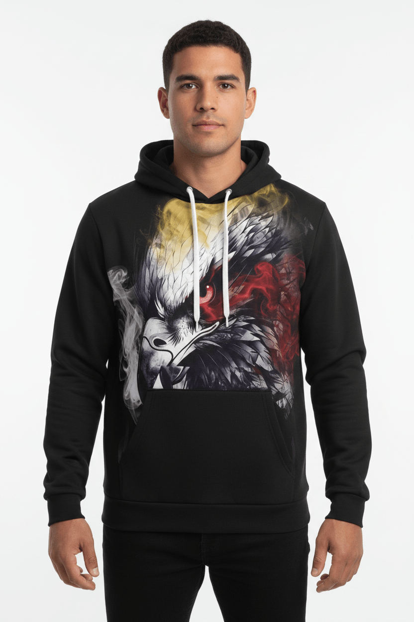Bald Eagle Watercolor Hoodie — Patriotic Men's PulloverEmber Spirit Apparel