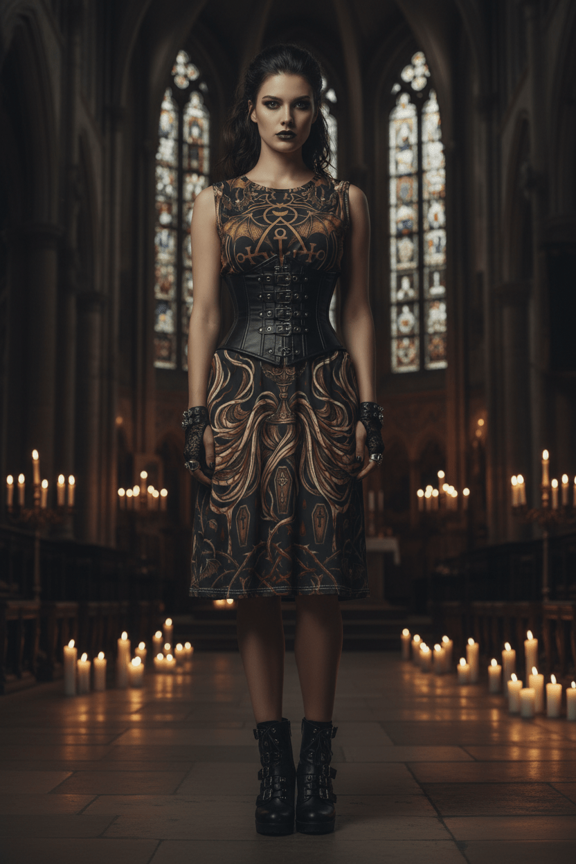 Bat Love Vampire Sigils Dress — Goth Floral Night - Soul Women's Casual DressEmber Spirit Apparel