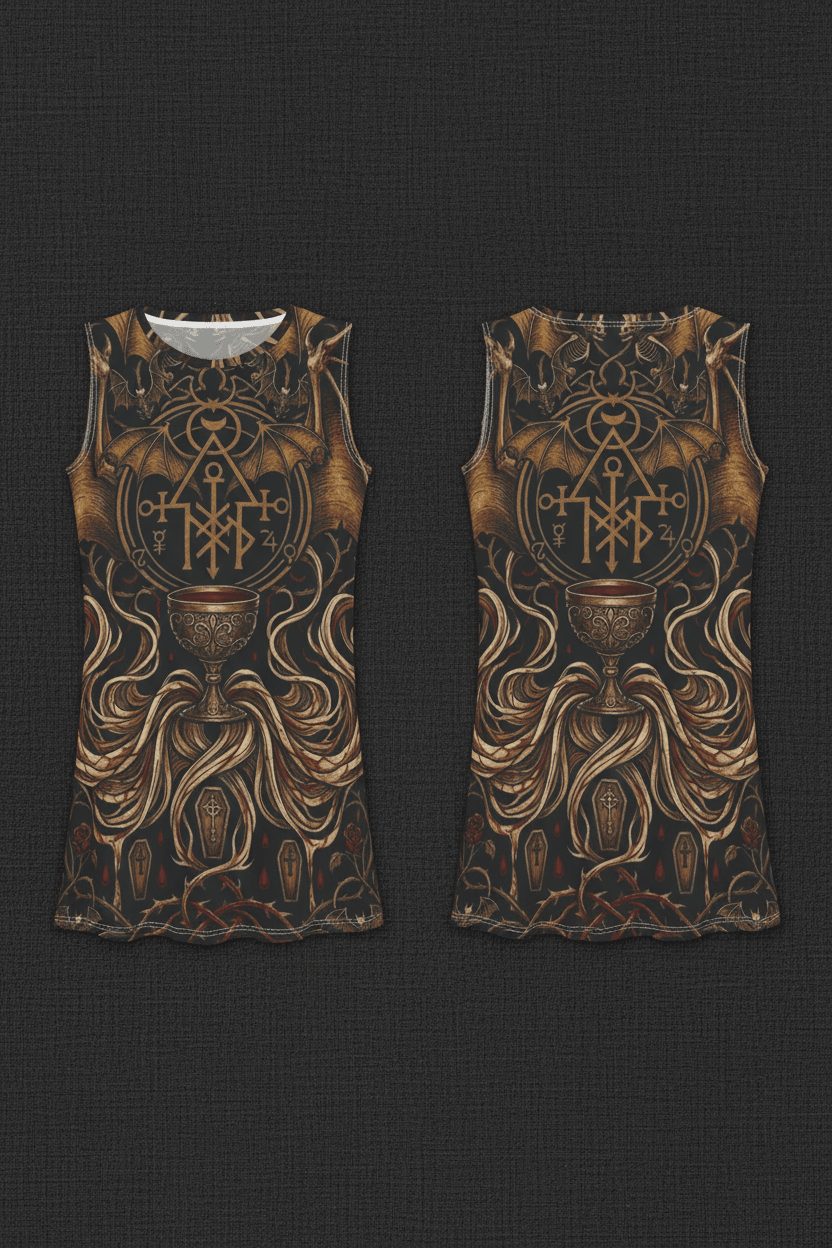 Bat Love Vampire Sigils Dress — Goth Floral Night - Soul Women's Casual DressEmber Spirit Apparel