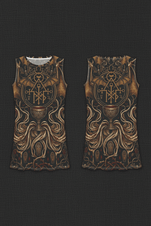 Bat Love Vampire Sigils Dress — Goth Floral Night - Soul Women's Casual DressEmber Spirit Apparel