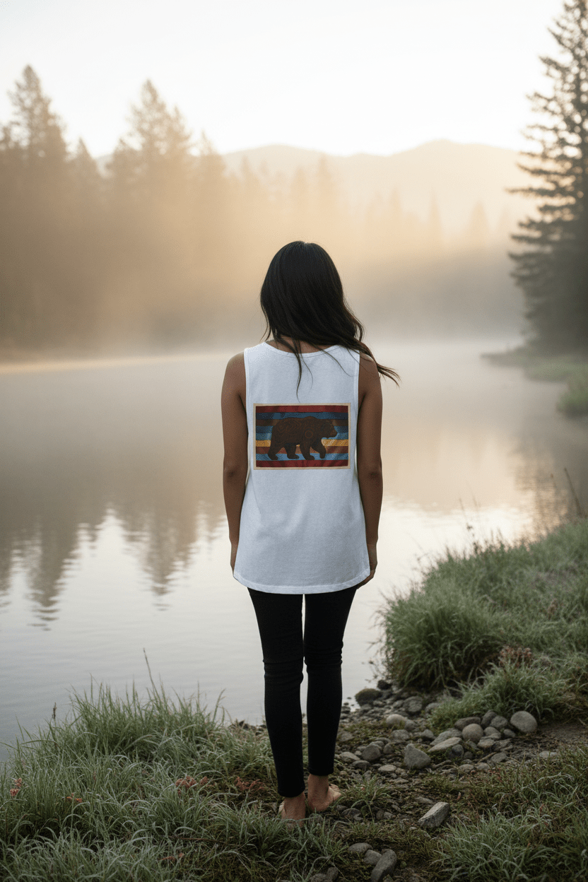 Bear Strength Retro Tank — Vintage Graphic Garment - Dyed TankEmber Spirit Apparel