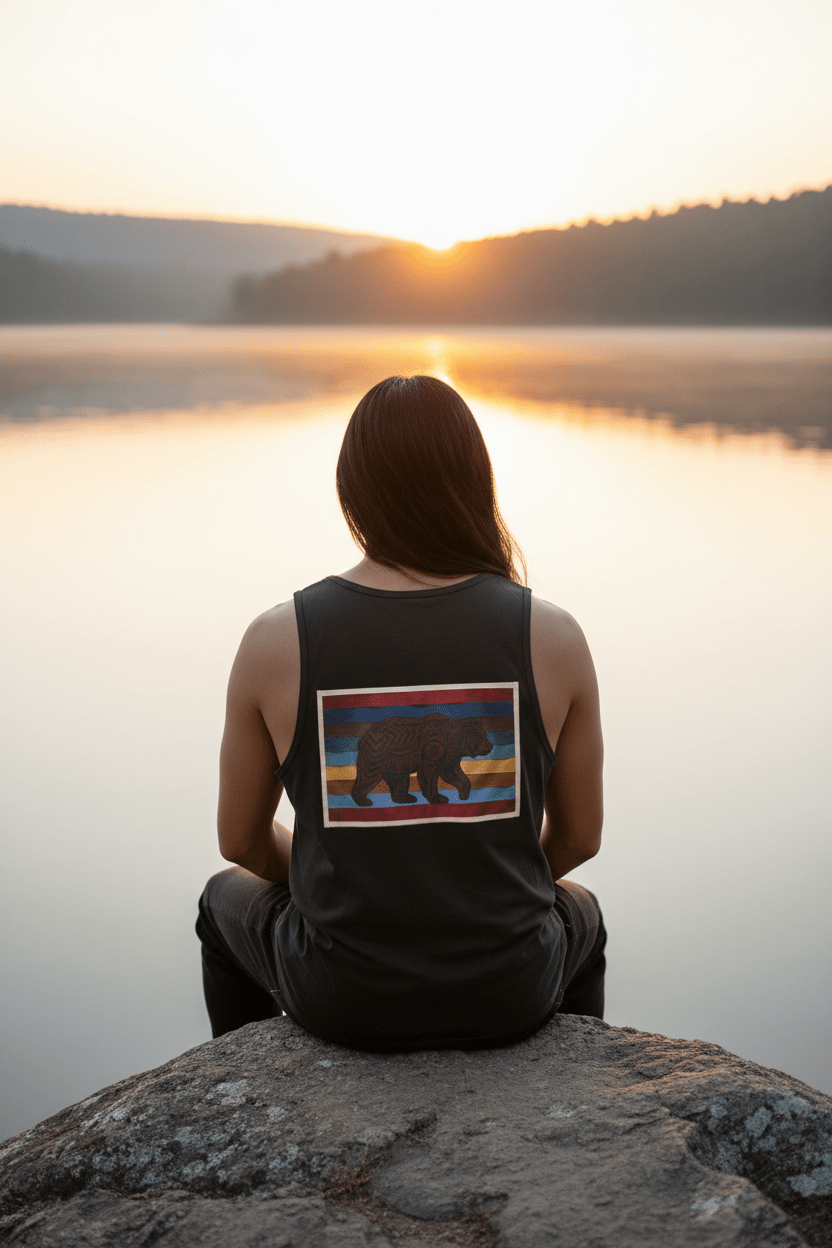Bear Strength Retro Tank — Vintage Graphic Garment - Dyed TankEmber Spirit Apparel