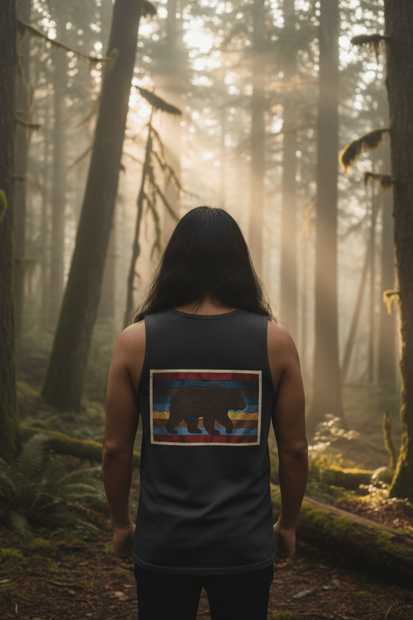 Bear Strength Retro Tank — Vintage Graphic Garment - Dyed TankEmber Spirit Apparel