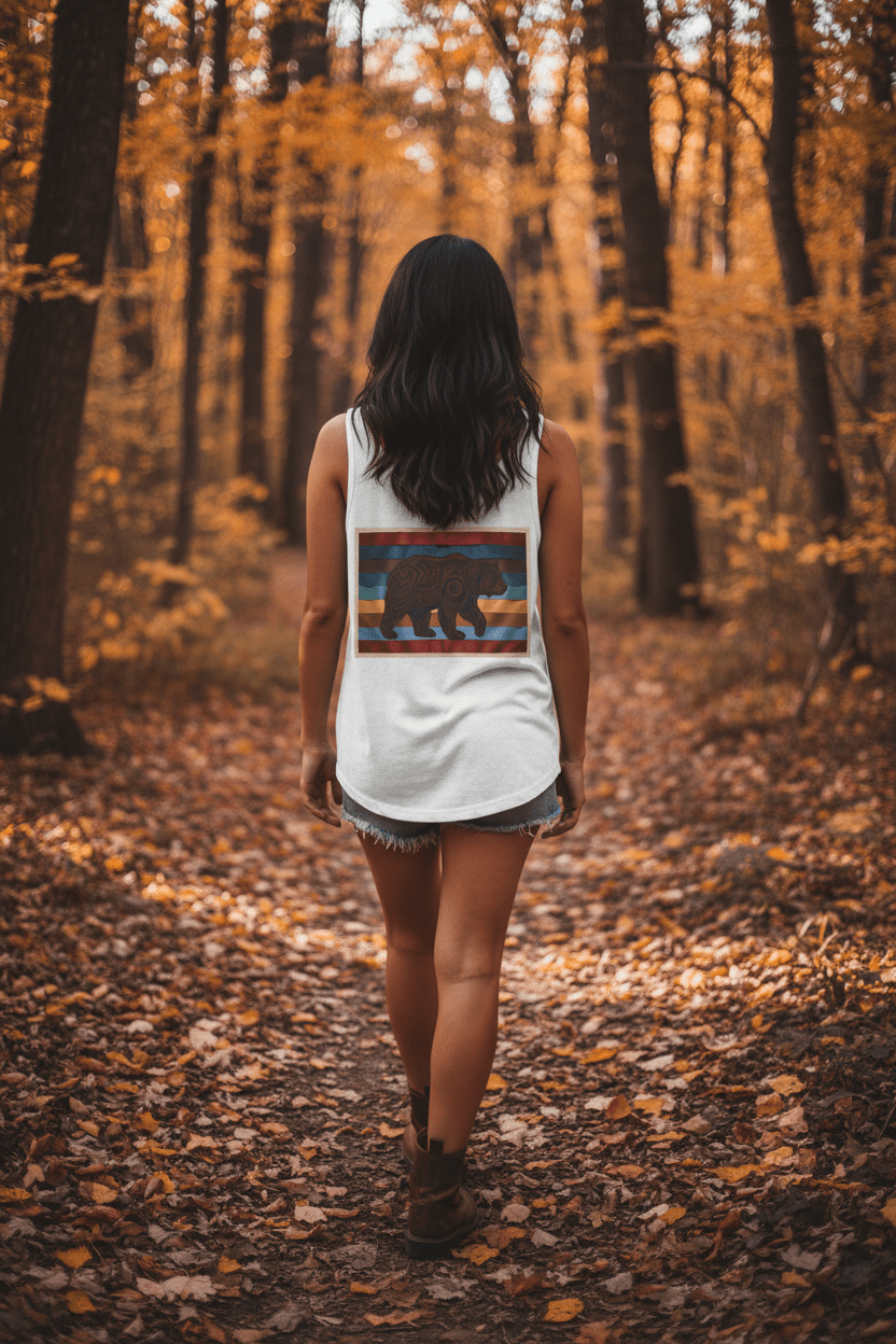 Bear Strength Retro Tank — Vintage Graphic Garment - Dyed TankEmber Spirit Apparel