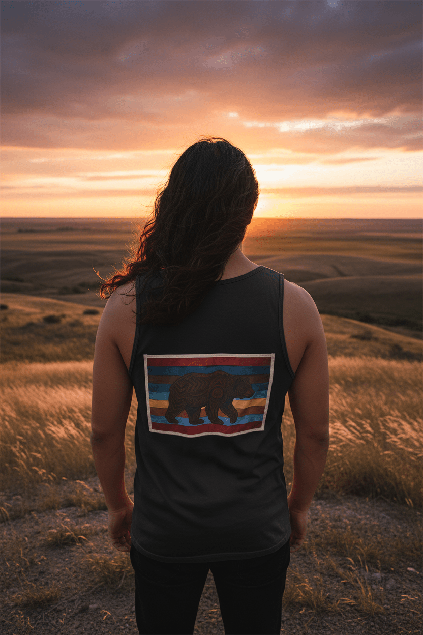 Bear Strength Retro Tank — Vintage Graphic Garment - Dyed TankEmber Spirit Apparel