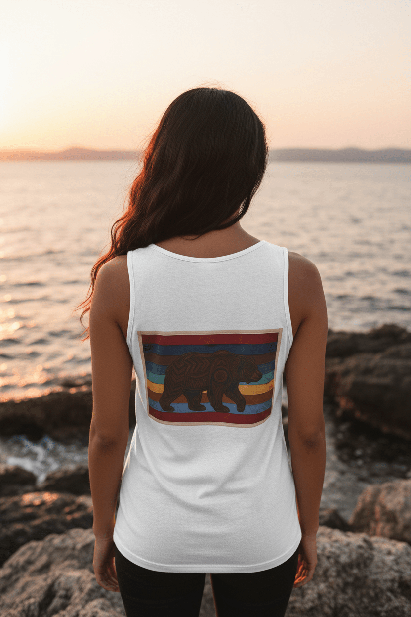 Bear Strength Retro Tank — Vintage Graphic Garment - Dyed TankEmber Spirit Apparel