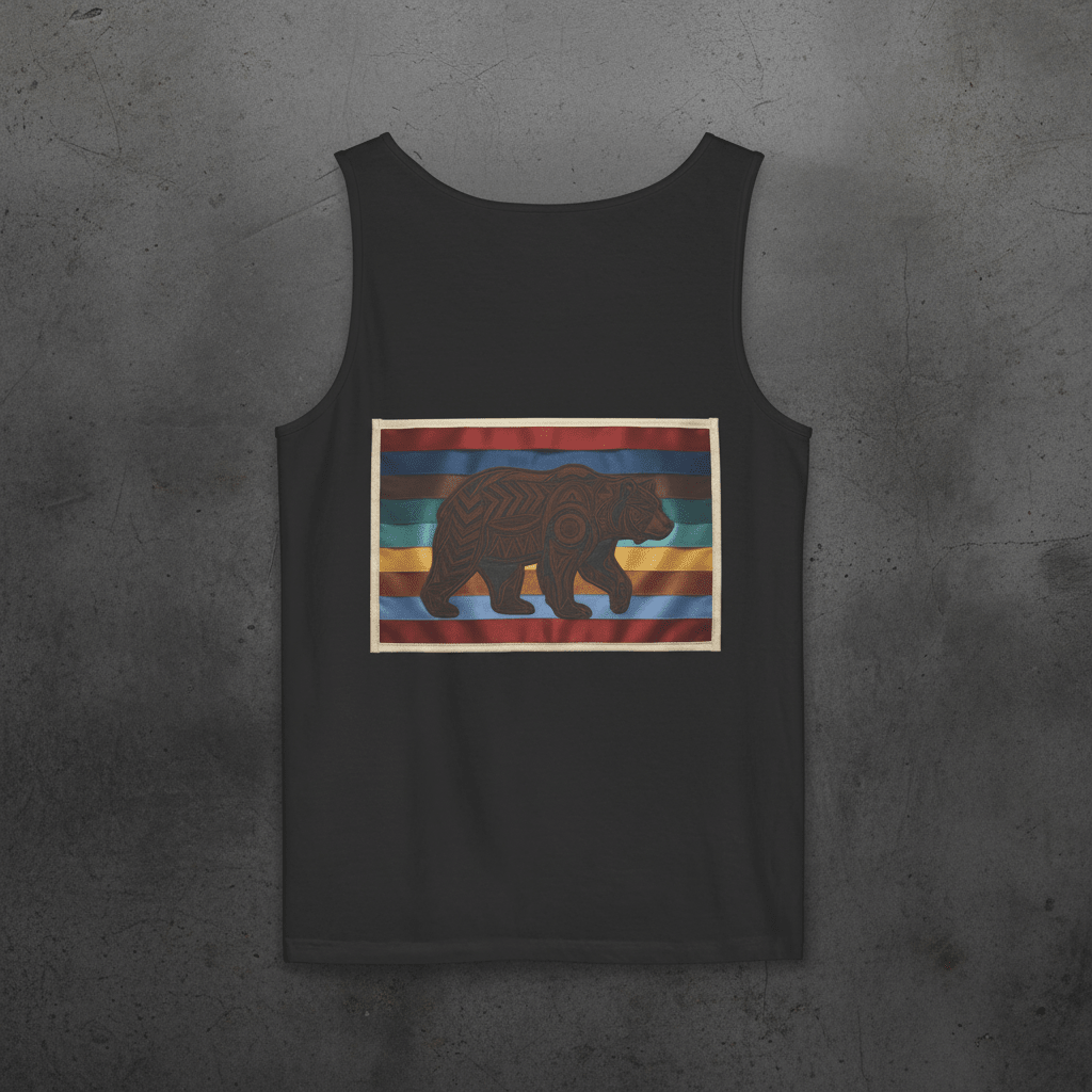 Bear Strength Retro Tank — Vintage Graphic Garment - Dyed TankEmber Spirit Apparel