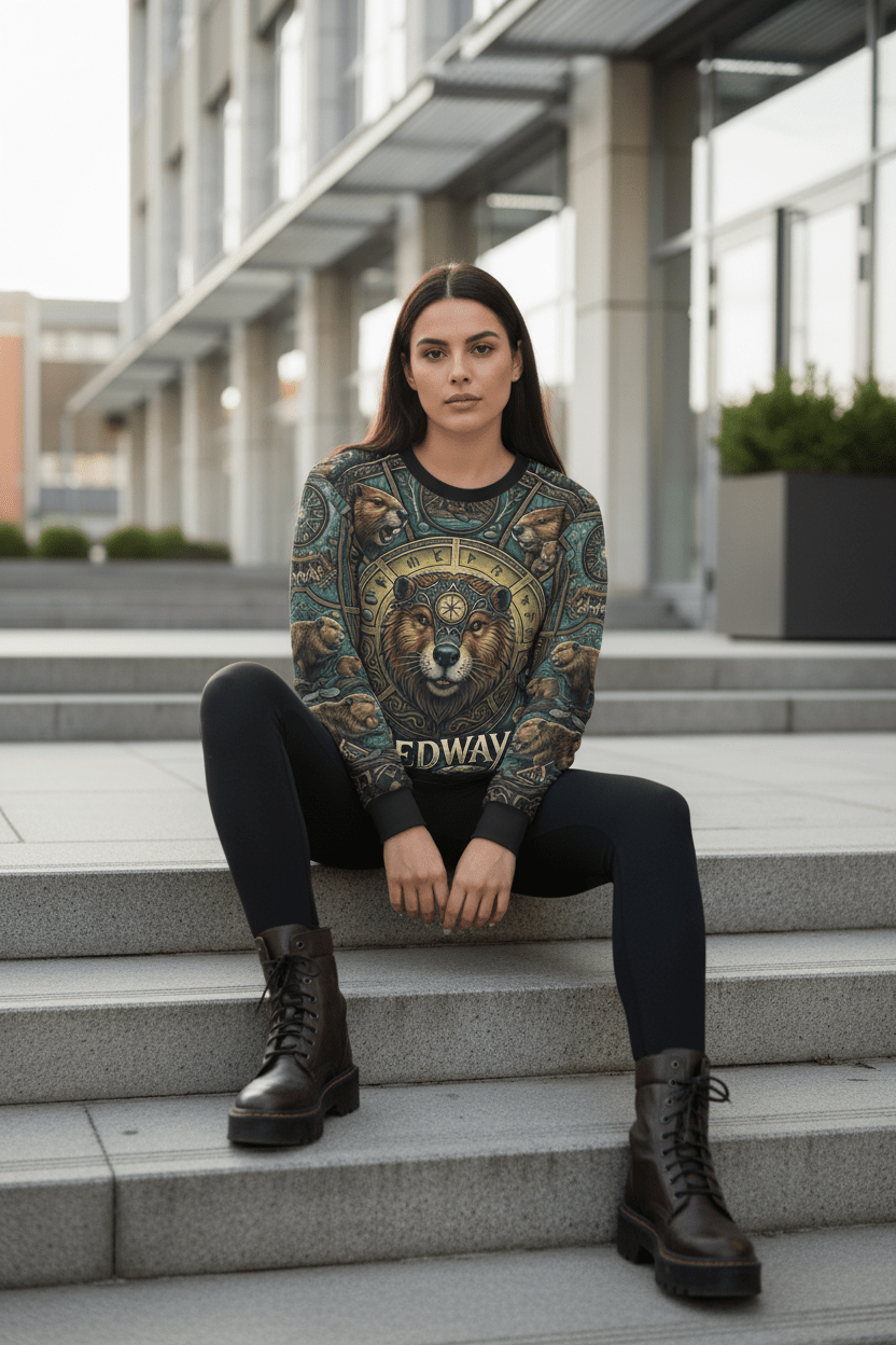 Beaver Medella Cultural Crewneck Sweatshirt — Native Heritage DesignEmber Spirit Apparel