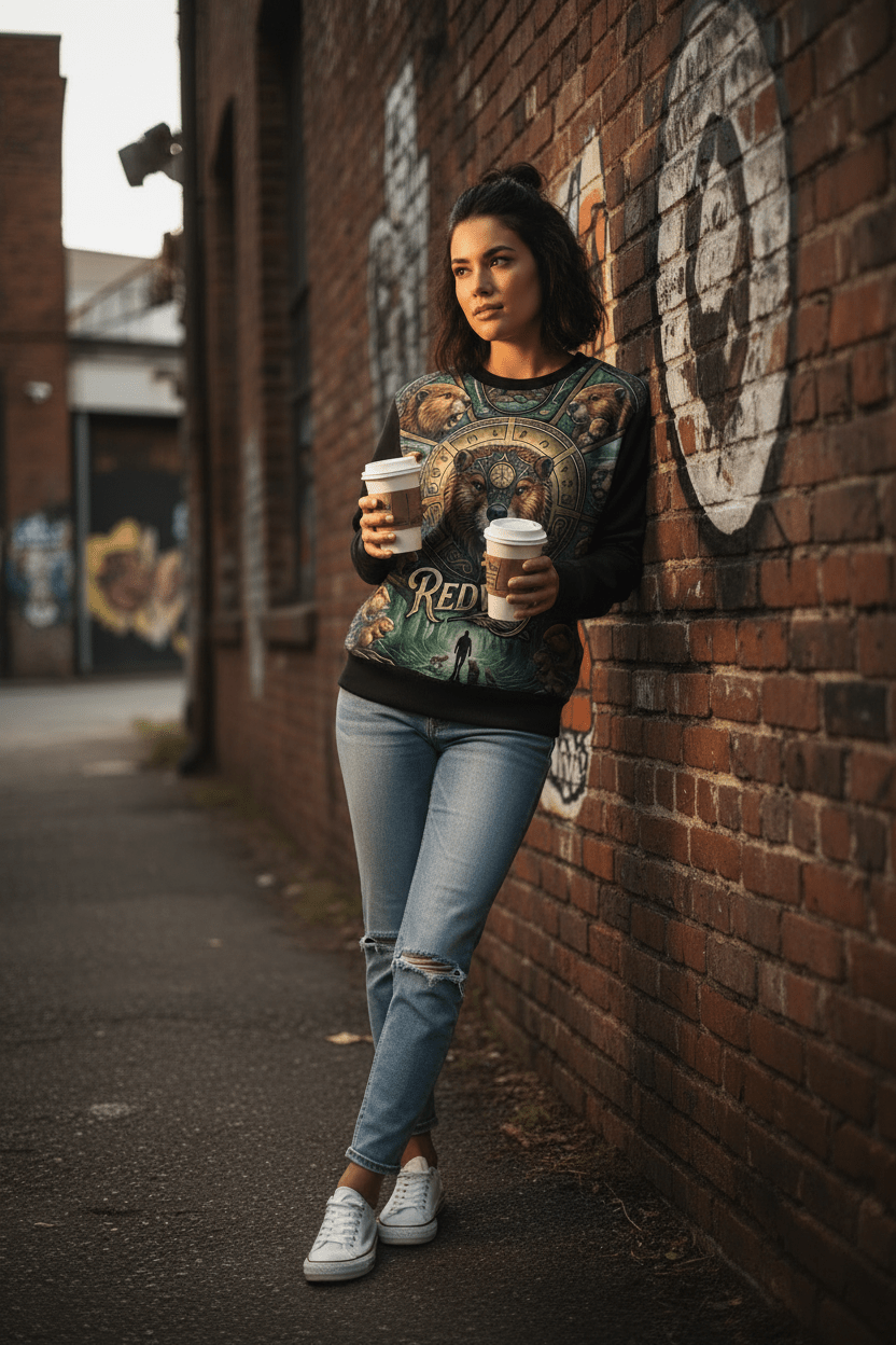 Beaver Medella Cultural Crewneck Sweatshirt — Native Heritage DesignEmber Spirit Apparel