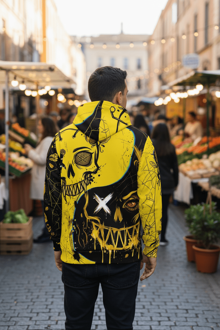 Bee Yin - Yang Graphic Hoodie – Yellow & Black StreetwearEmber Spirit Apparel