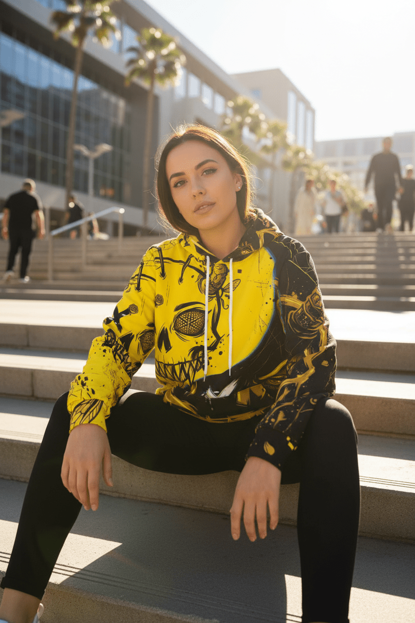 Bee Yin - Yang Graphic Hoodie – Yellow & Black StreetwearEmber Spirit Apparel