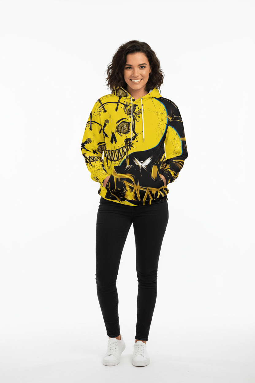 Bee Yin - Yang Graphic Hoodie – Yellow & Black StreetwearEmber Spirit Apparel