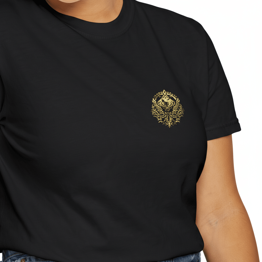 Black Tee — Small Pheonix Chest Print -Ember Spirit ApparelEmber Spirit Apparel