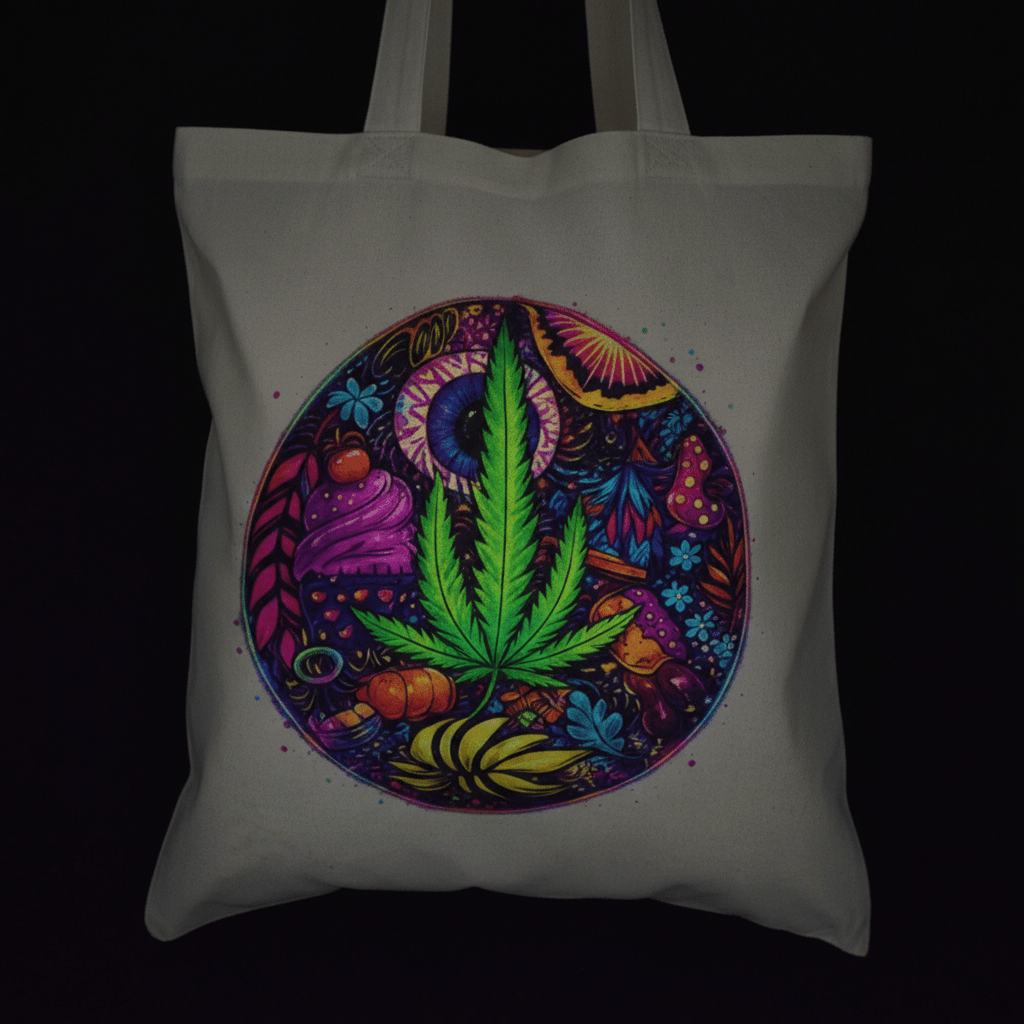 Blacklight-Reactive Natural Tote Bag — Daylight Cool, UV-Glow DesignEmber Spirit Apparel