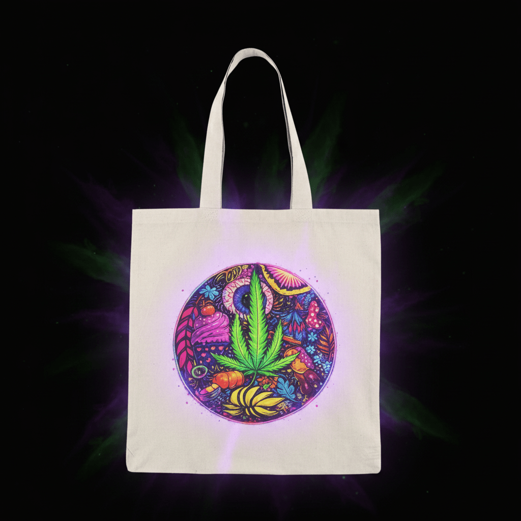 Blacklight-Reactive Natural Tote Bag — Daylight Cool, UV-Glow DesignEmber Spirit Apparel