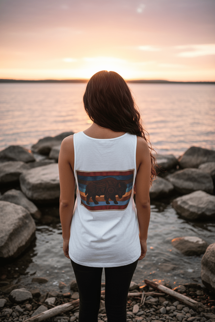Buffalo Respect Retro Tank — Vintage Graphic Garment - Dyed TankEmber Spirit Apparel