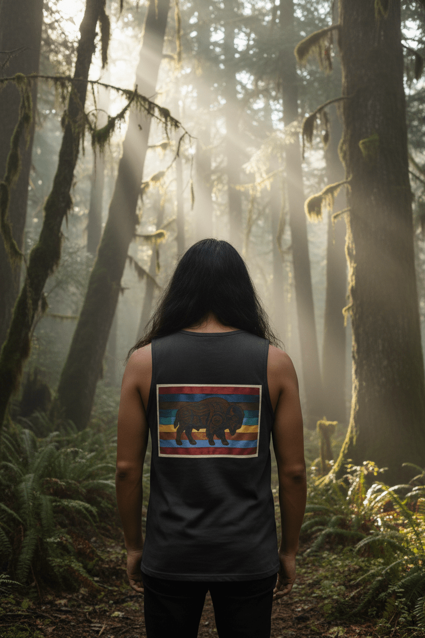 Buffalo Respect Retro Tank — Vintage Graphic Garment - Dyed TankEmber Spirit Apparel