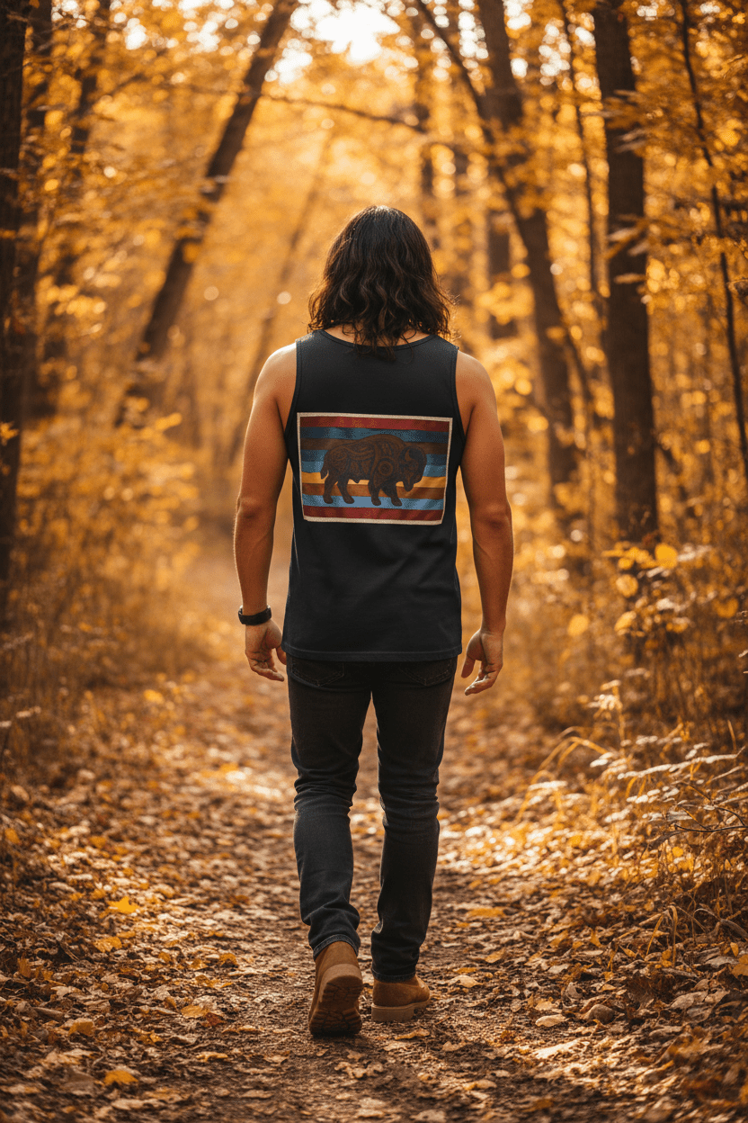 Buffalo Respect Retro Tank — Vintage Graphic Garment - Dyed TankEmber Spirit Apparel