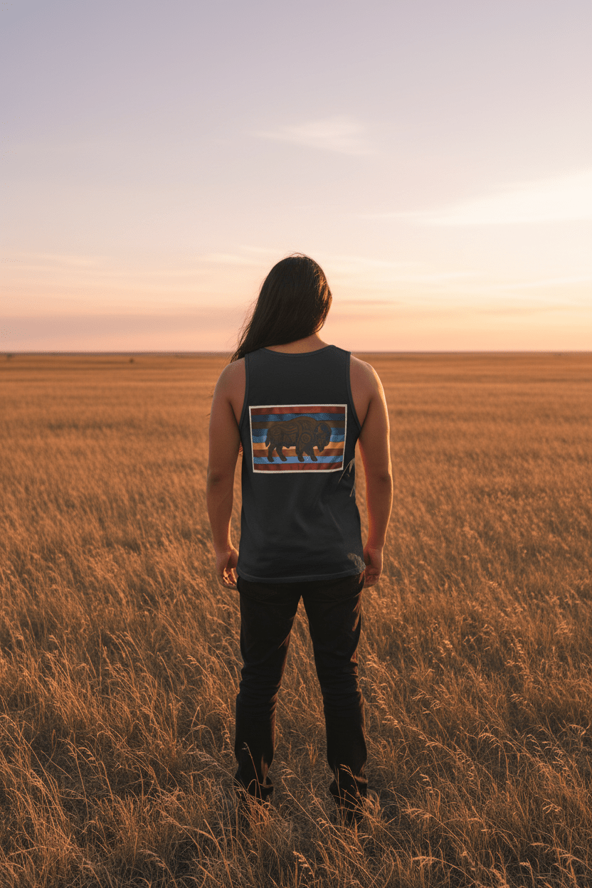 Buffalo Respect Retro Tank — Vintage Graphic Garment - Dyed TankEmber Spirit Apparel