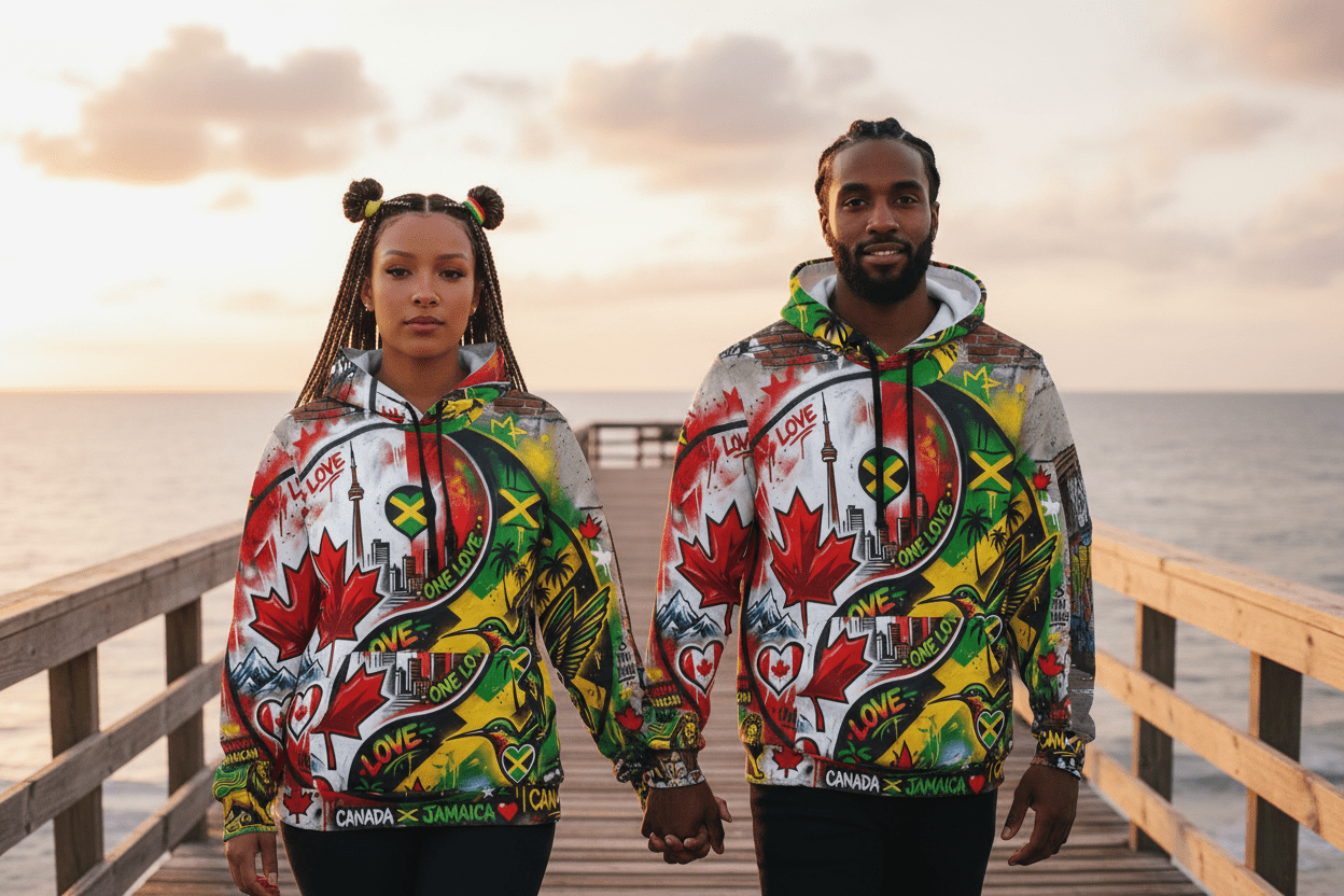 Canada & Jamican Long Distance love HoodieEmber Spirit Apparel