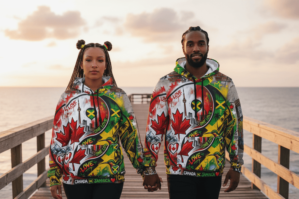 Canada & Jamican Long Distance love HoodieEmber Spirit Apparel