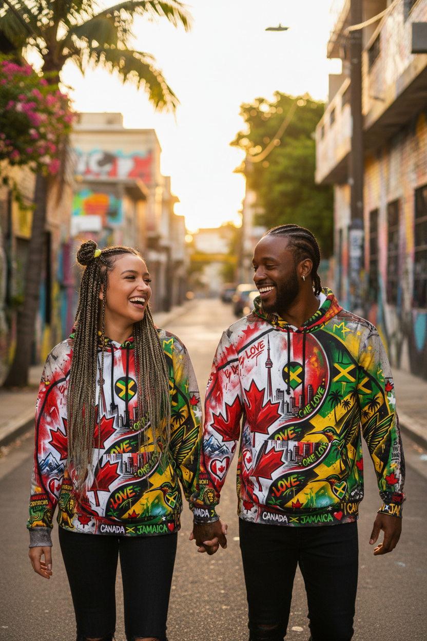 Canada & Jamican Long Distance love HoodieEmber Spirit Apparel