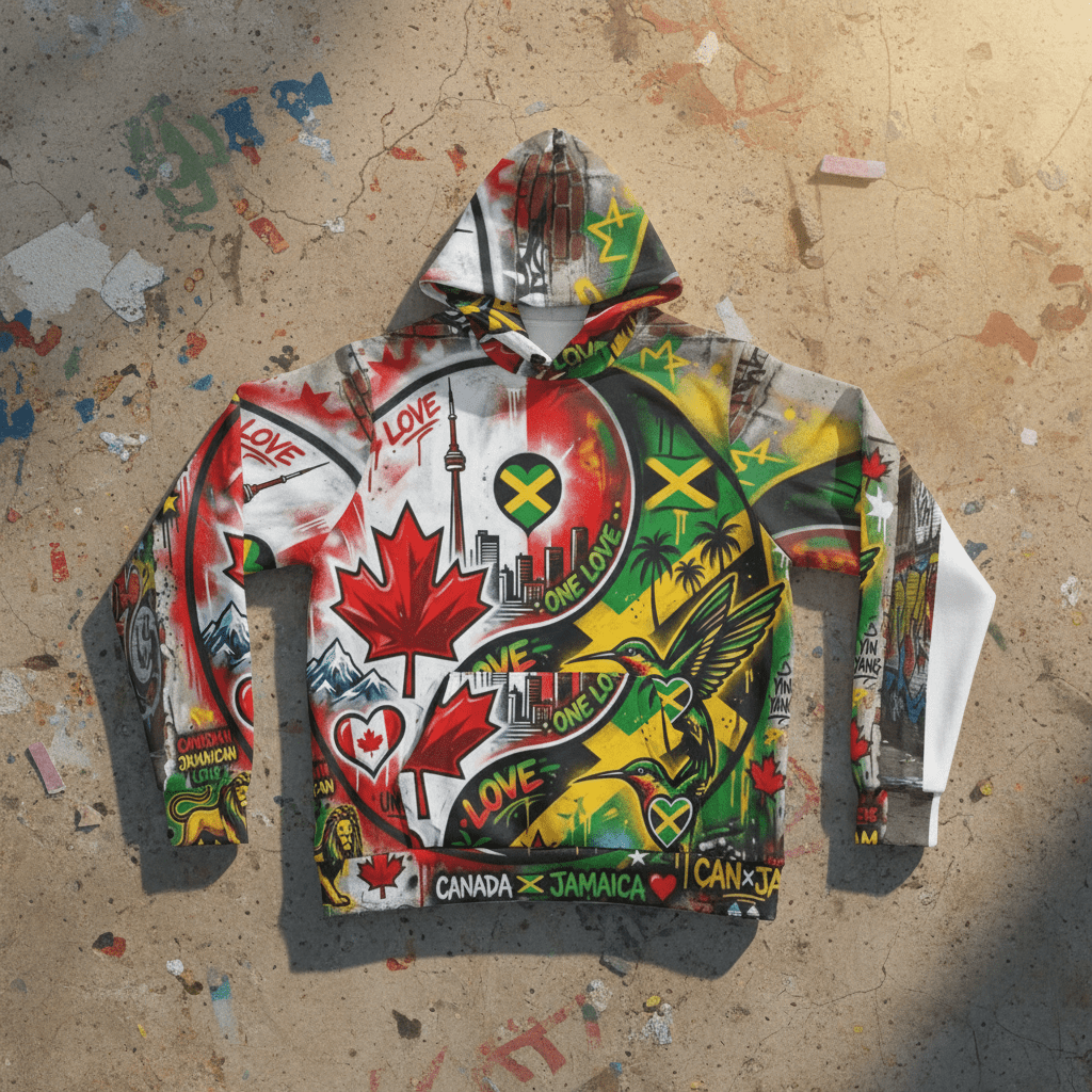 Canada & Jamican Long Distance love HoodieEmber Spirit Apparel