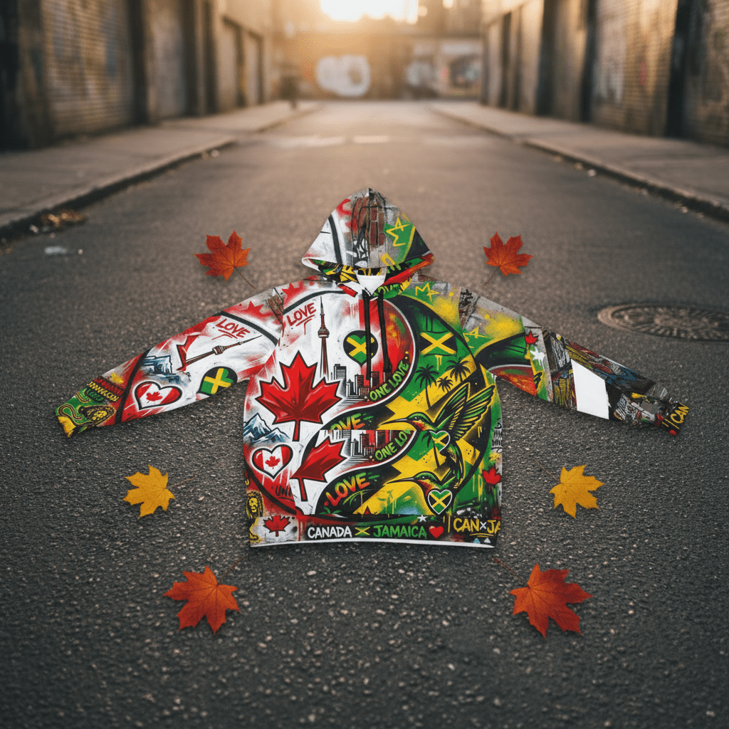 Canada & Jamican Long Distance love HoodieEmber Spirit Apparel