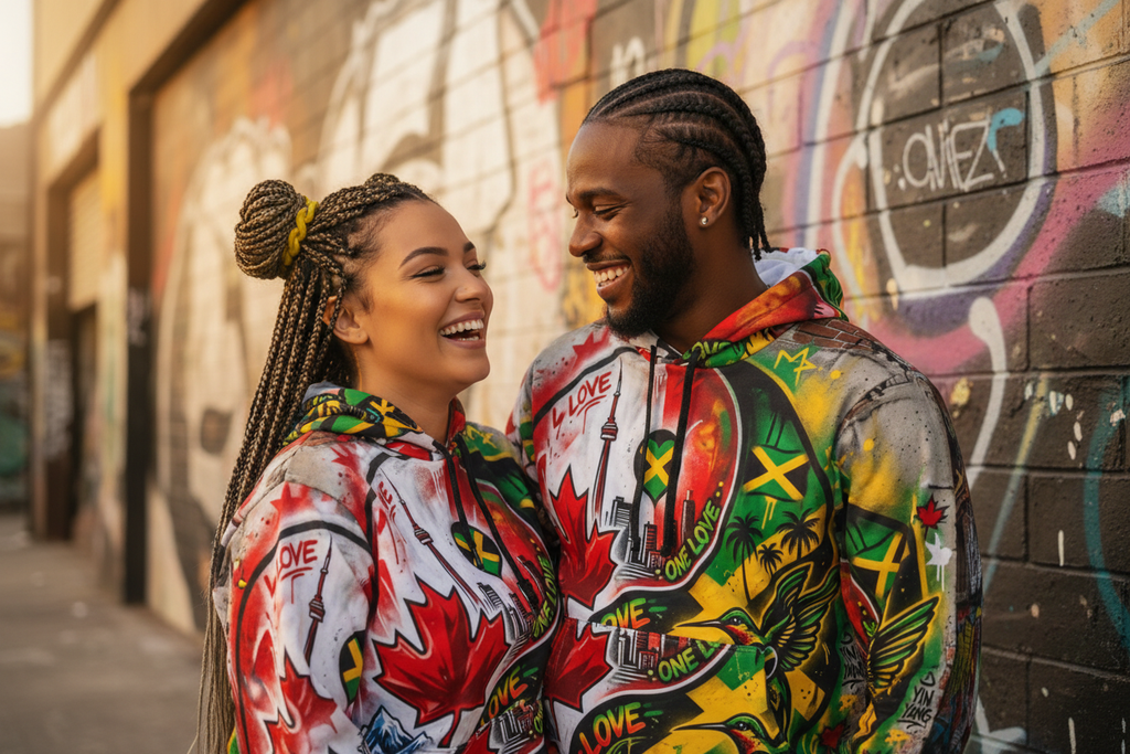 Canada & Jamican Long Distance love HoodieEmber Spirit Apparel