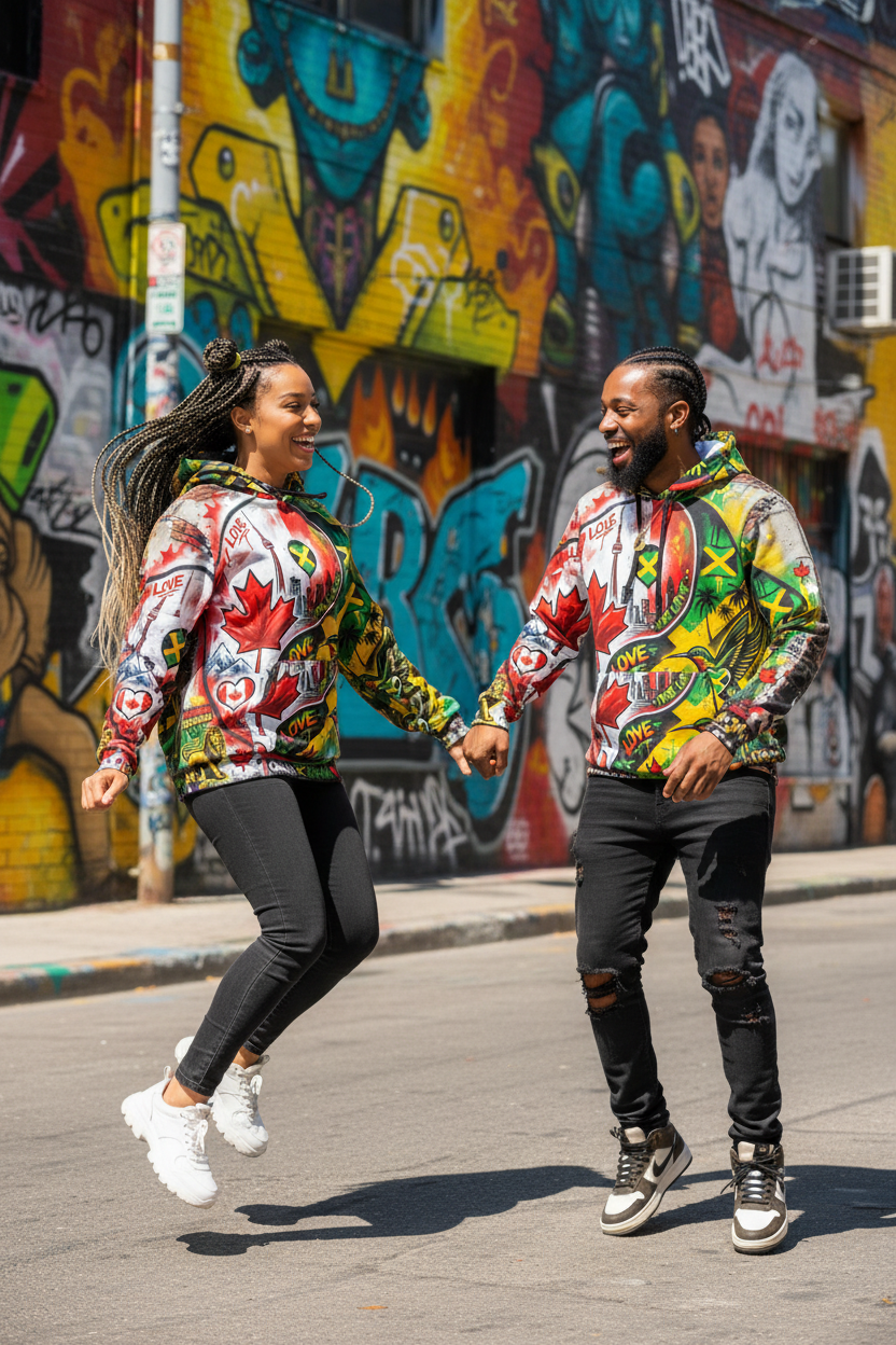 Canada & Jamican Long Distance love HoodieEmber Spirit Apparel