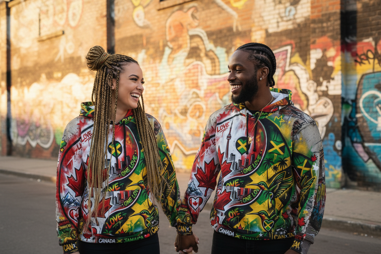 Canada & Jamican Long Distance love HoodieEmber Spirit Apparel